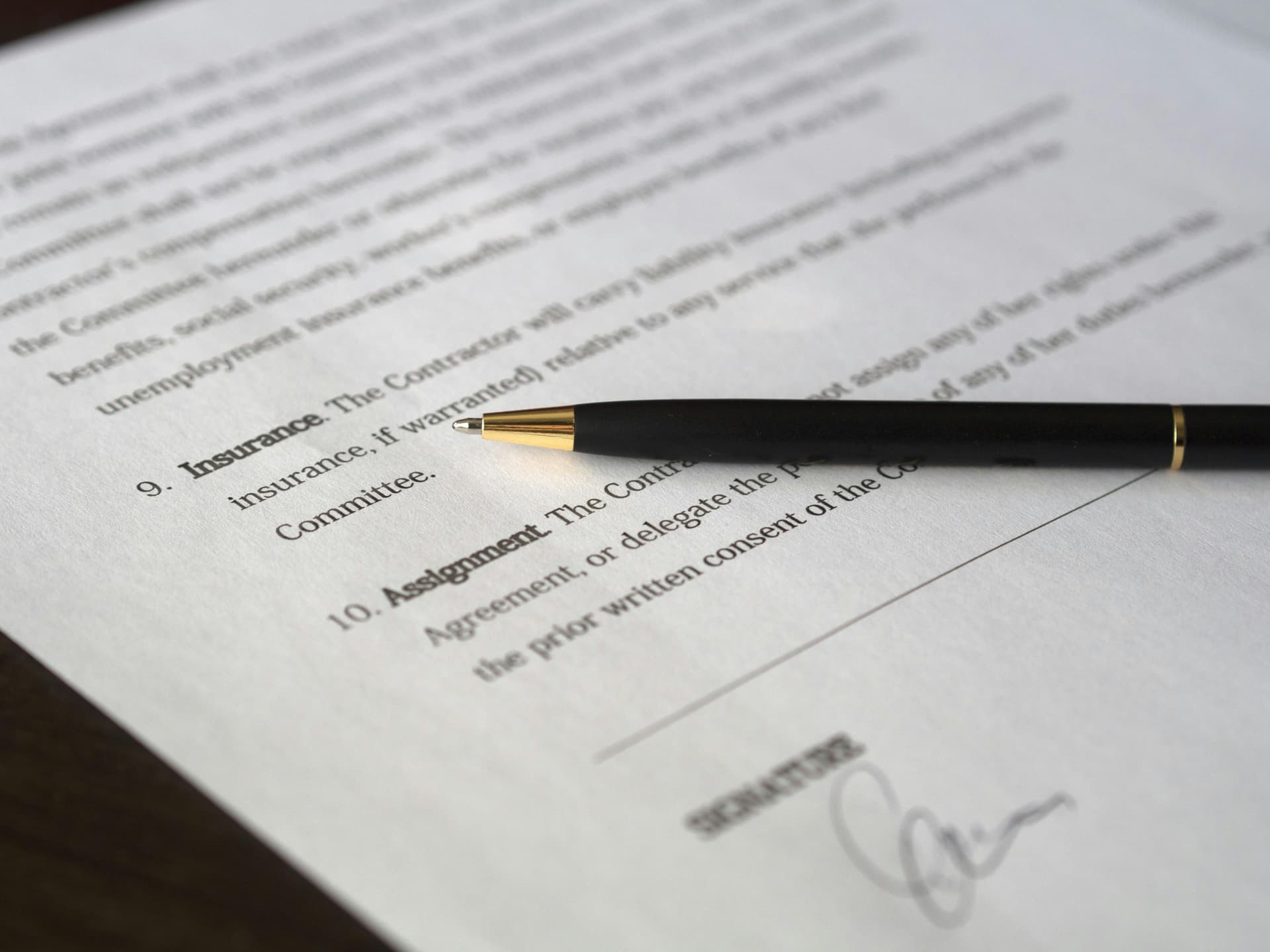Contract with signature.