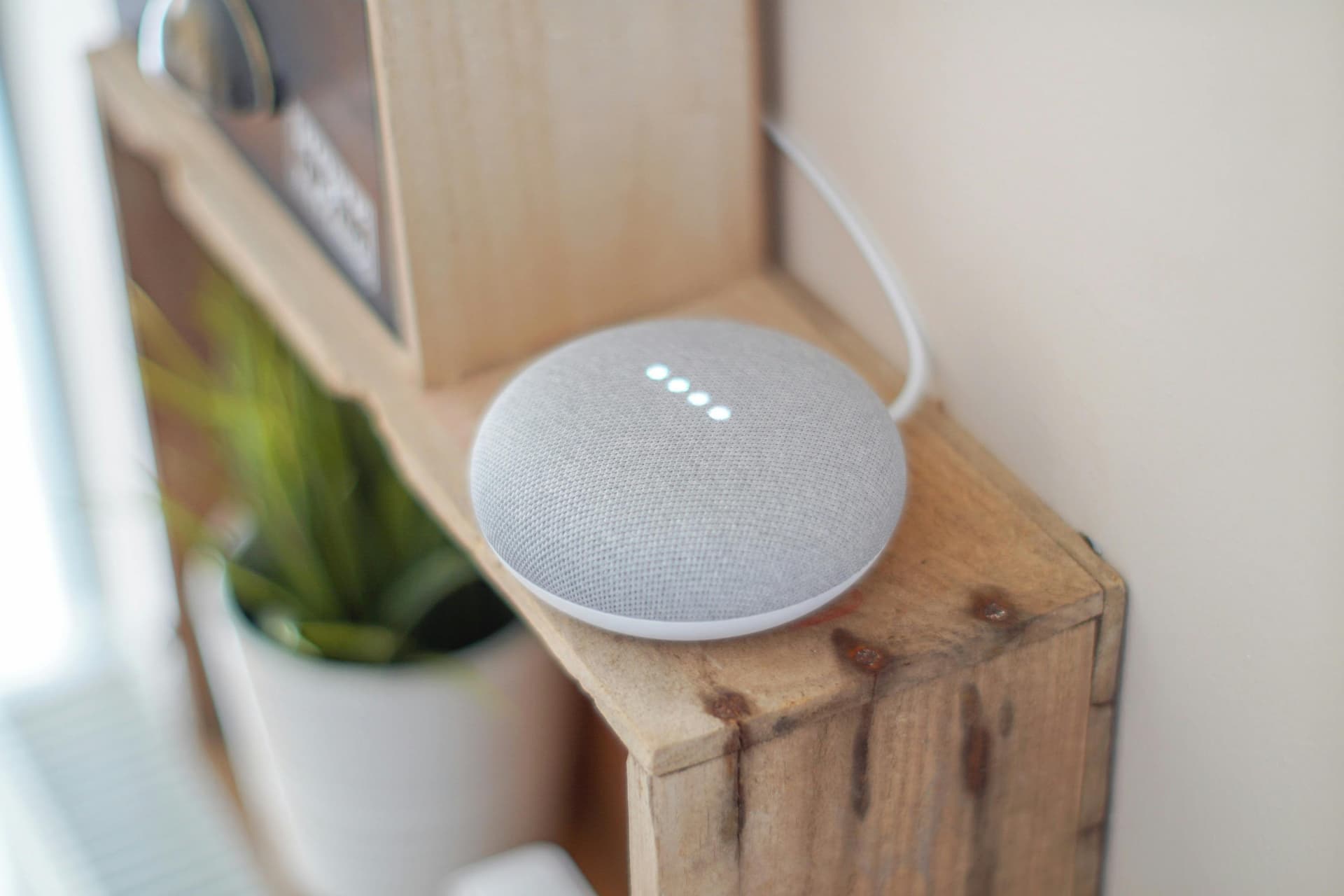A voice-assistant device.