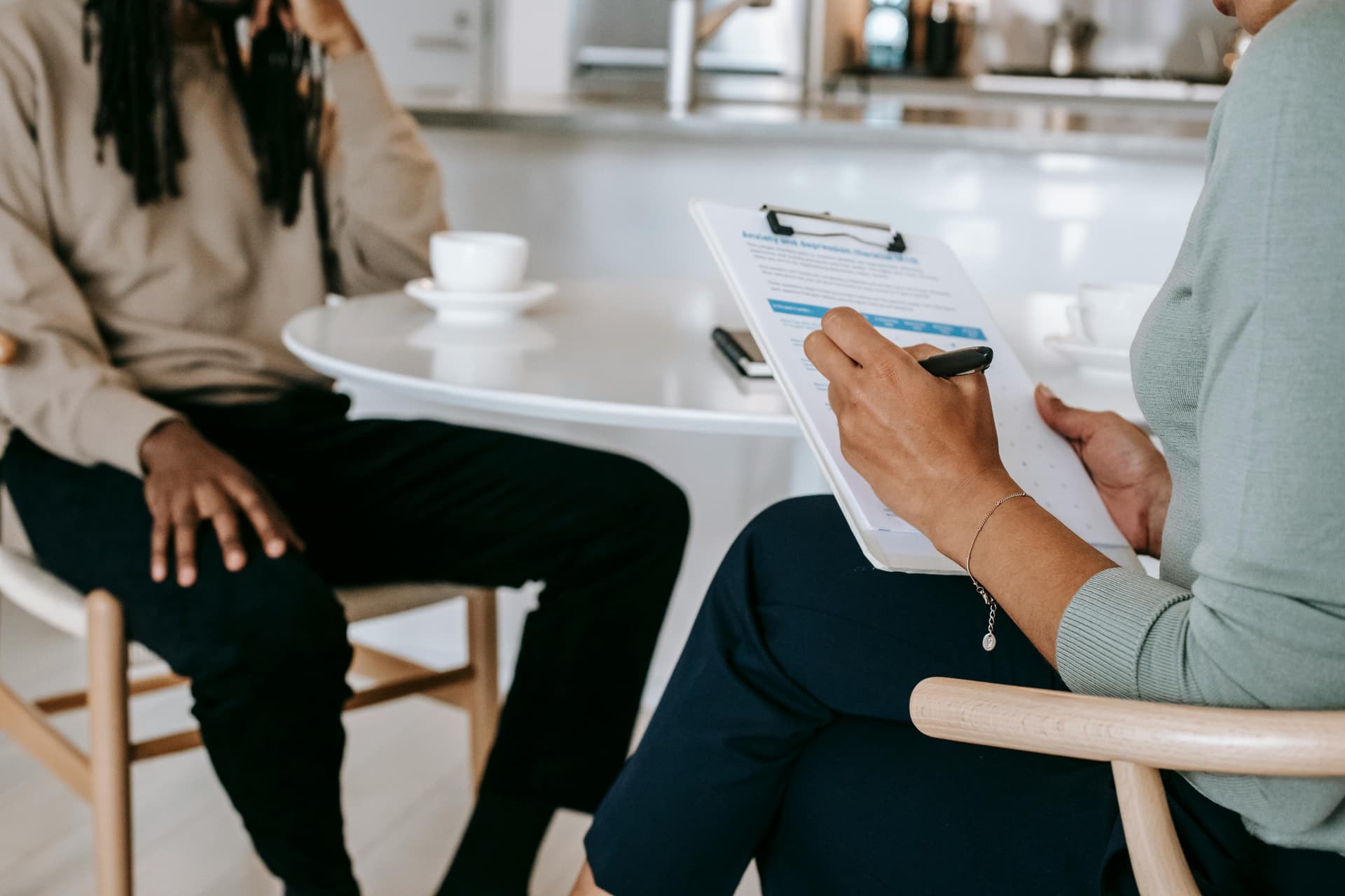 An HR meeting between two people.