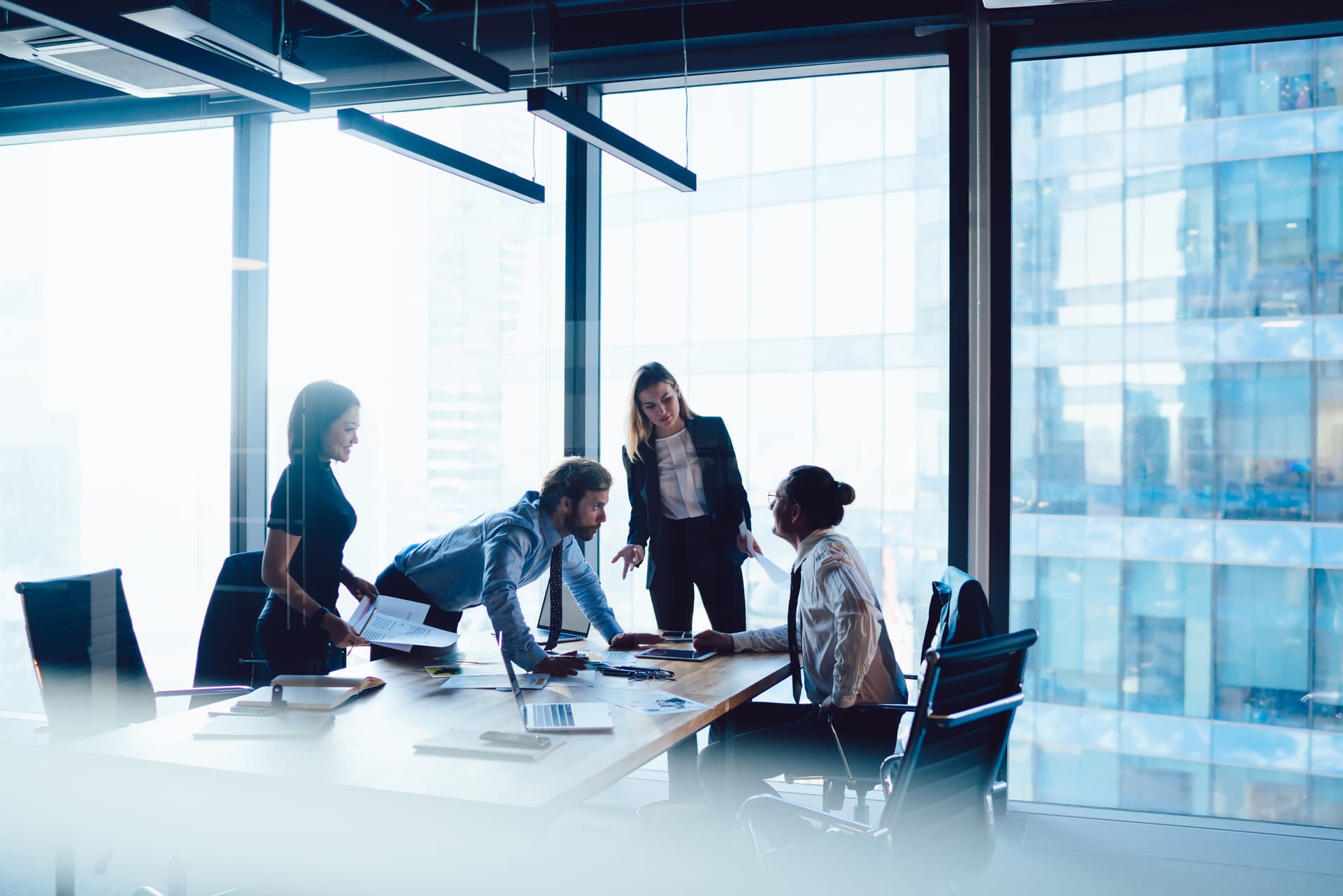 Employees in a meeting. 1
