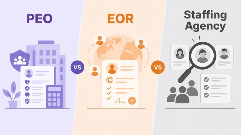 PEO vs EOR vs Staffing Agency: A Founder’s Guide to Know When to Use Each